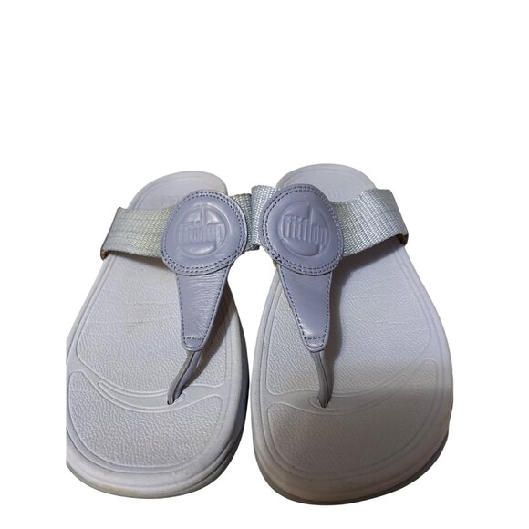 FitFlop Womens Size 6 Blue Thong Sandals With Metallic Straps - Picture 2 of 7